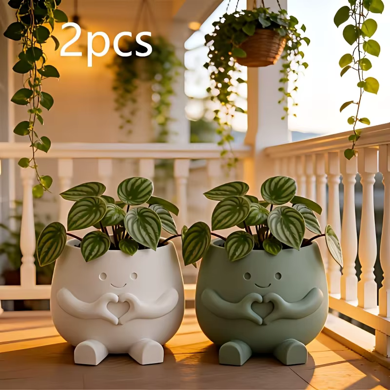 2 pots de plantes porte-bonheur, jolis pots à succulentes imprimés en 3D pour plantes d'intérieur, p