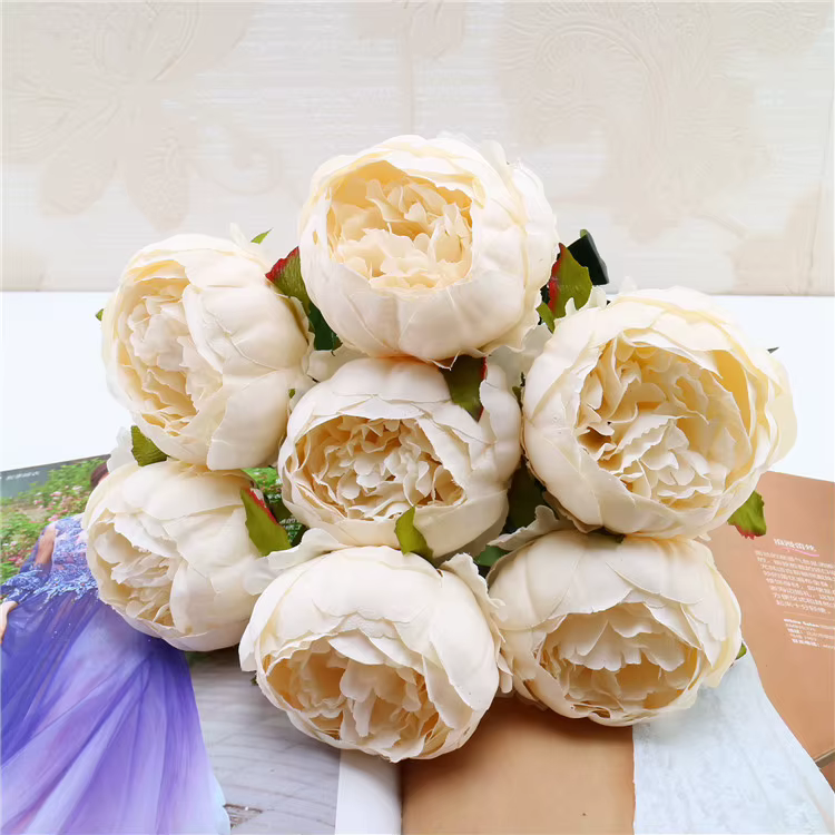 Bouquet de fleurs artificielles européennes en soie de haute qualité, 1 Bouquet de roses vives d'aut
