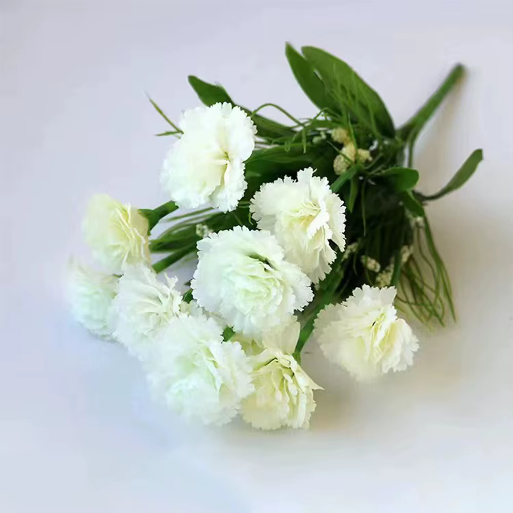 1 Bouquet de œillets, œillets en soie pour toujours, fleurs artificielles d'extérieur résistantes au
