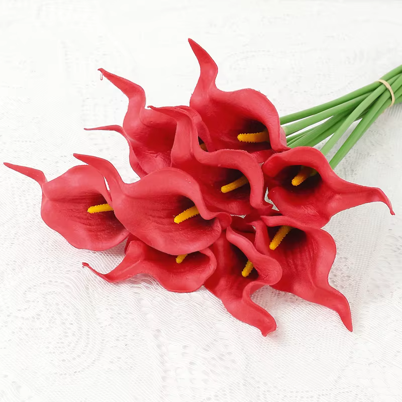 Simulation de lys Calla en PU, 5 pièces, fleurs pour décoration de maison, ensemble d'art Floral, Bo