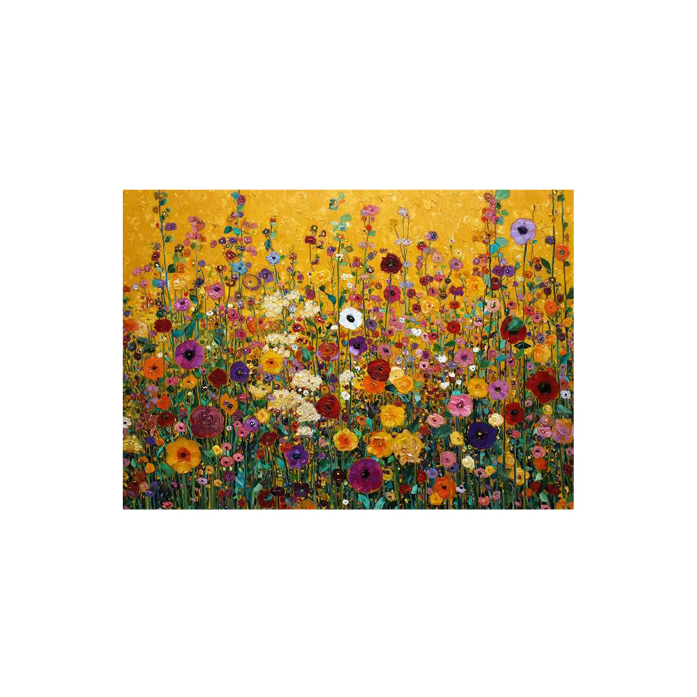 Peinture sur toile de fleurs abstraites, art mural floral vibrant, Gustav Klimt, fleurs sauvages col