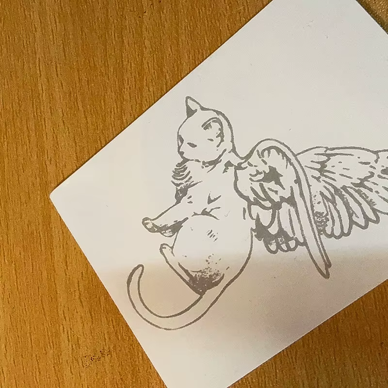 Tatouage temporaire à base de plantes ange chat mignon pour femmes homme bras Semi Permanent Art cor