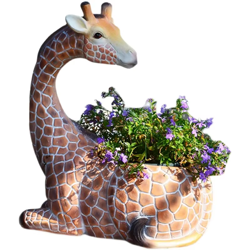 Pots de fleurs de girafe mignons, conteneur succulent de dessin animé de balcon bassin de bonsaï cré