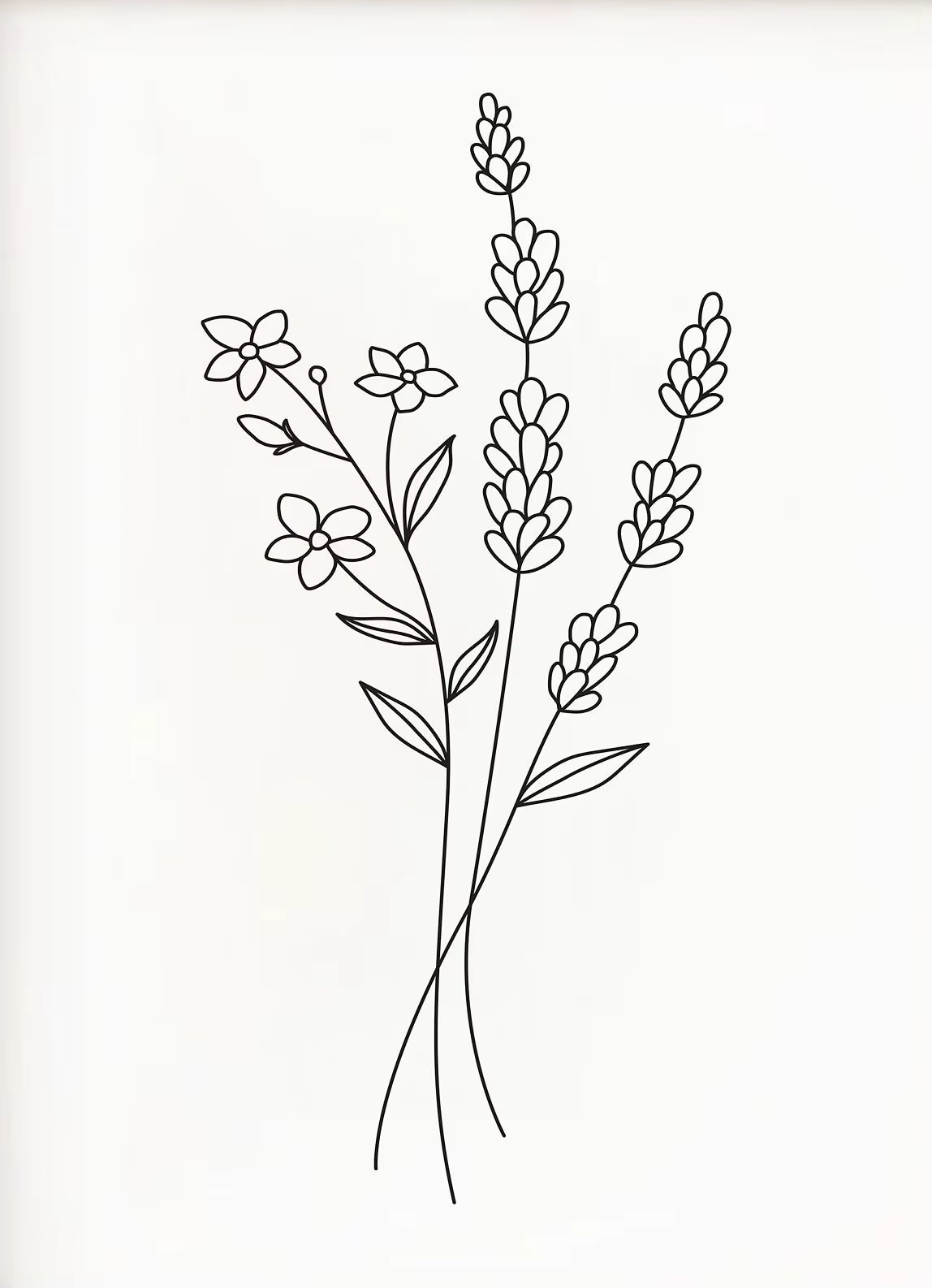 Affiche botanique de bouquet de fleurs d'art de ligne minimaliste, noir et blanc, peinture de toile 