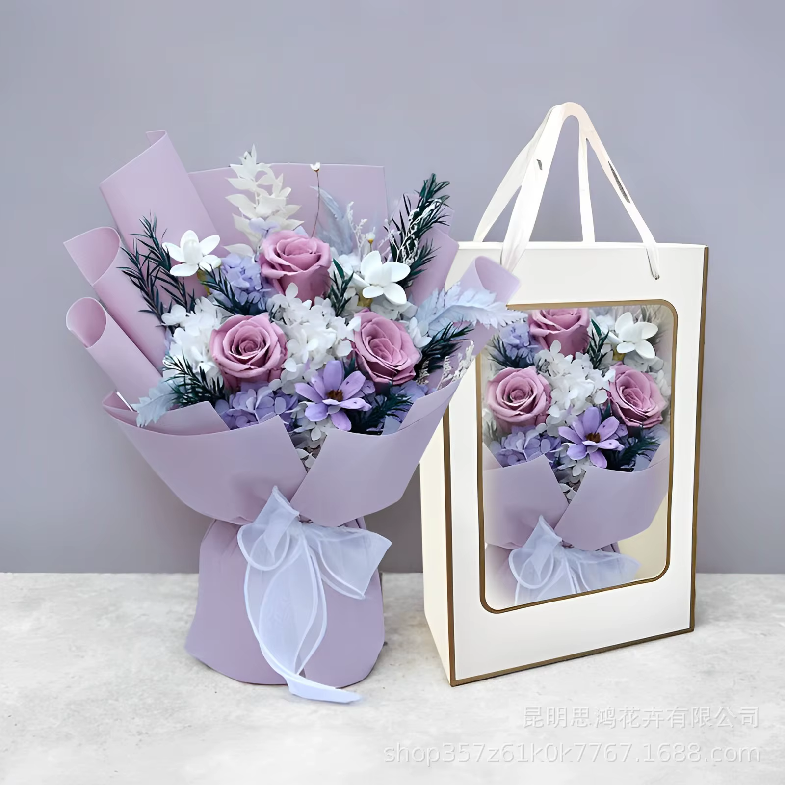 Fleur pour toujours, fleurs pour livraisonRoses Bouquet durable pour 3 ansFleurs d'anniversaireCadea