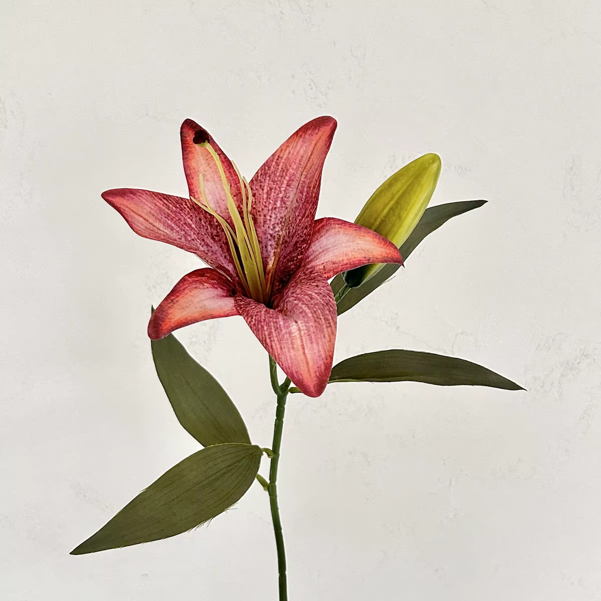 Bouquet de Lys Artificiel de 18cm de Diamètre, 2 Têtes, Peinture à l'Huile, Salon, Table à Manger, D
