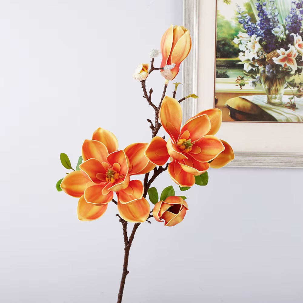 Grande fleur de magnolia artificielle faite à la main, toucher réaliste, simulation de grande magnol