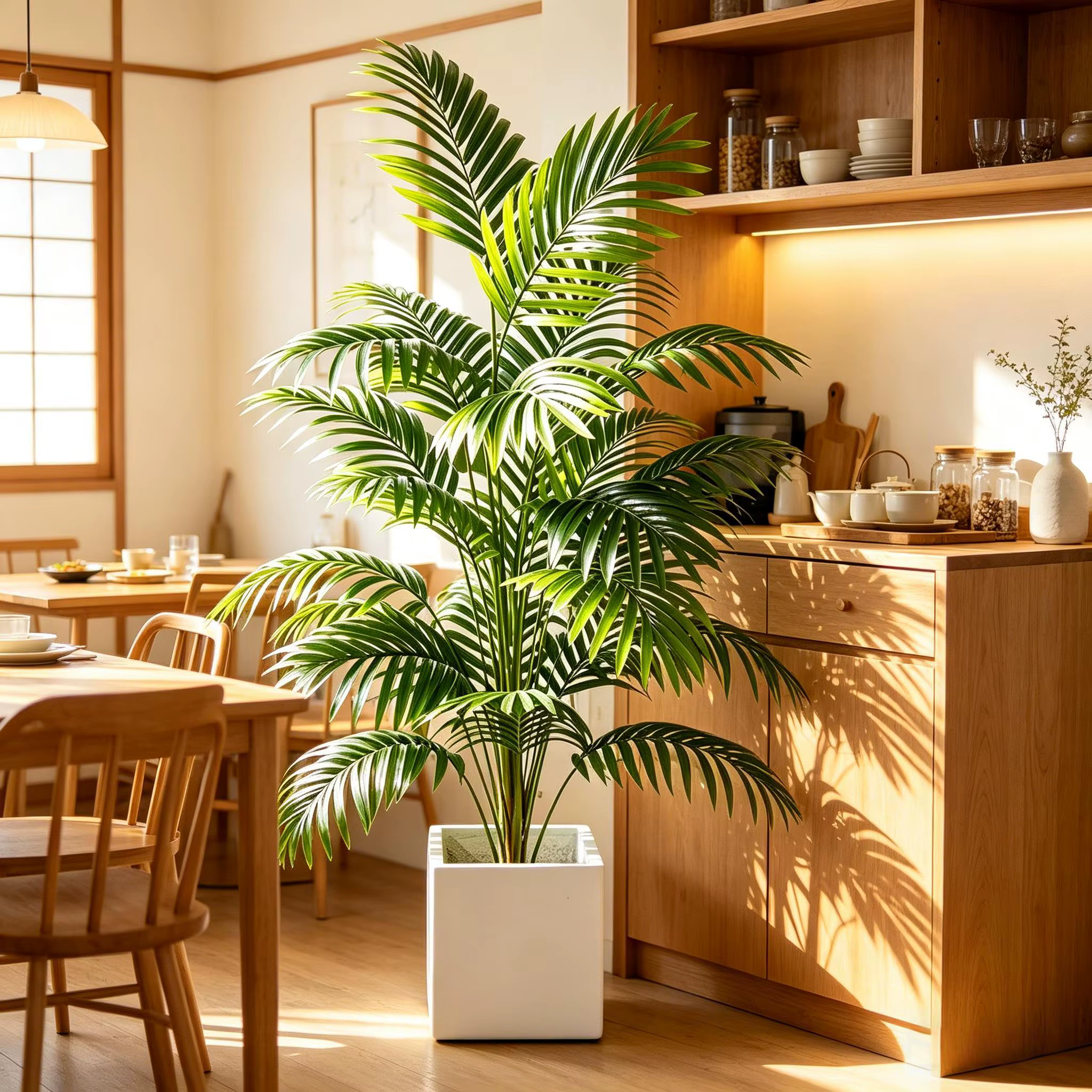 Palmier Areca artificiel en pot, plante verte en plastique pour la décoration intérieure et extérieu