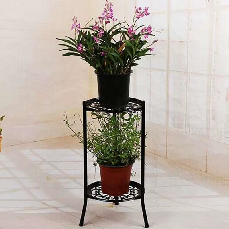 Étagère de support de plante en métal élégant à deux couches, porte-plante en pot, supports de pot d