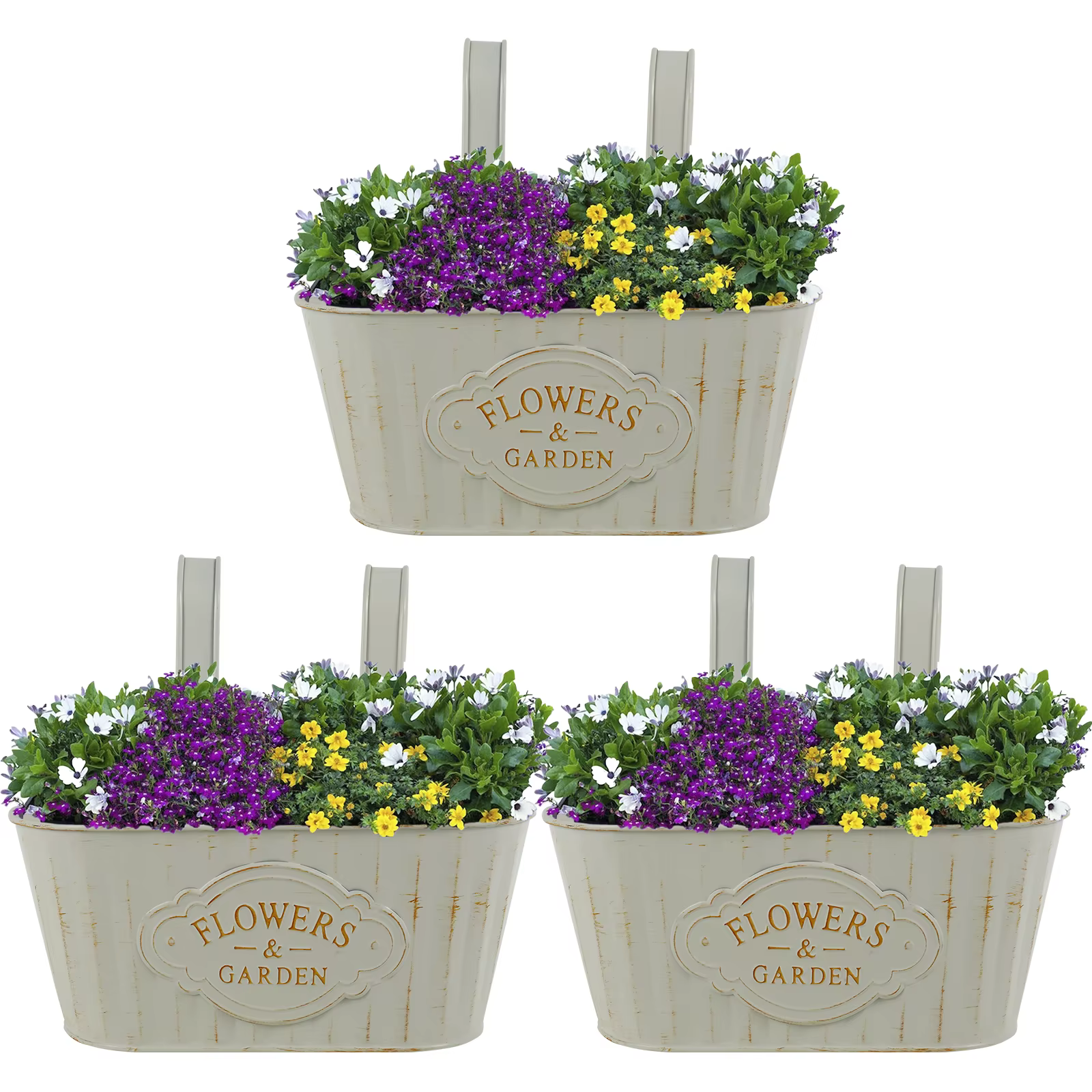 Pot de fleurs en fer avec poignées, jardinière de balcon, crochet amovible, garde-corps nar, trou de