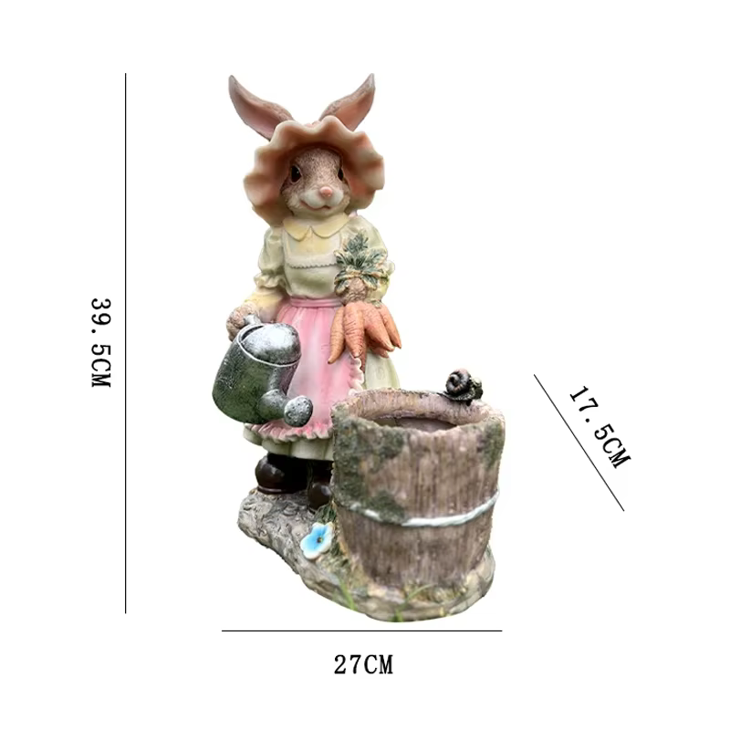 Plantes en pot de pays américain, lapin mignon, pot de fleurs avec trou, jardin, balcon, conteneur d