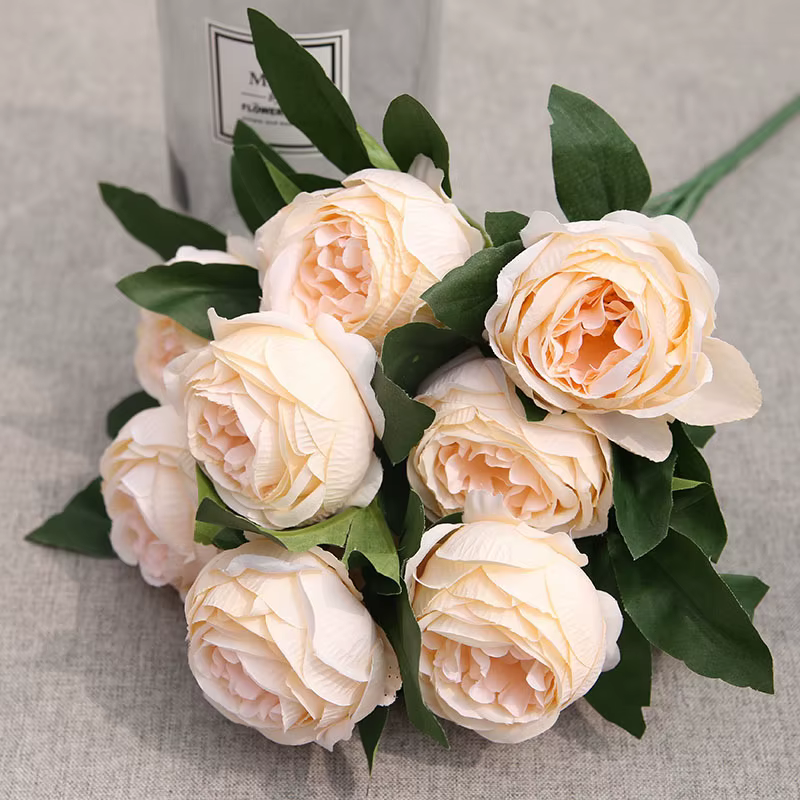 Bouquet de Fleurs Artificielles pour Décoration de Maison, Faux Accessoire Floral, 10 Têtes, Bordeau