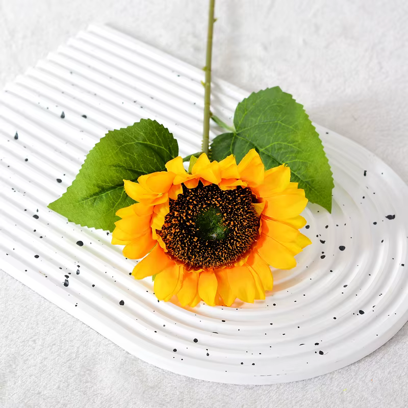 Fleur de tournesol artificielle unique, fausse fleur de gerbera, orange et rouge, photo, maison, hôt