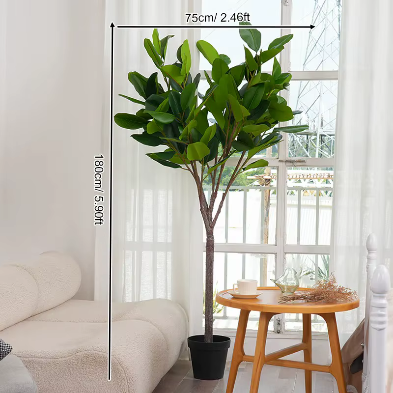 5.9ft Grand Artificiel Real Touch Vert Arbre En Caoutchouc avec Pot Plantes D'intérieur Accueil PRBa