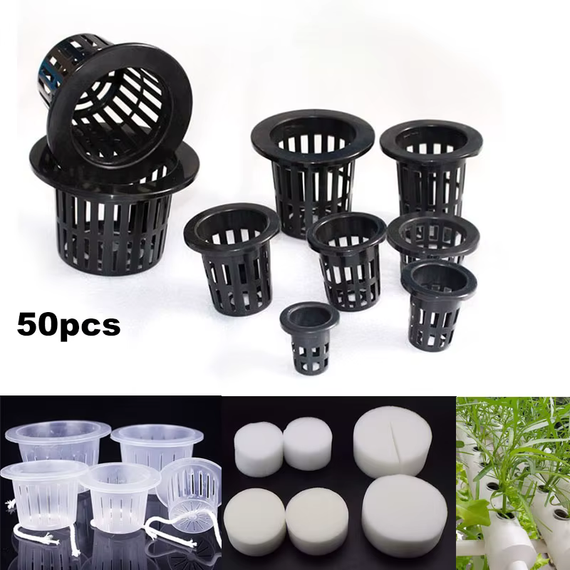 Filet en maille hydroponique sans sol, 50 pièces, panier pour plantes, légumes, tasse de pépinière, 