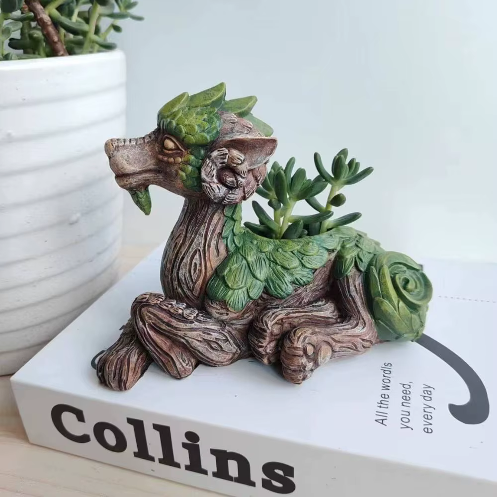 Jardinière d'arbre de dragon créative, jardinière succulente, statue de jardin, cadeau en résine pou
