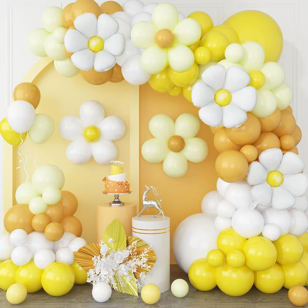 Kit d'arc de ballon de sérénité de tournesol, ballons en latex jaune moutarde pour mariages/annivers