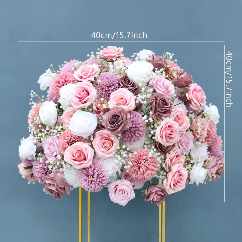 H7593 3/4 boule de fleurs centre de Table de mariage boules de décoration Roses roses violet pissenl