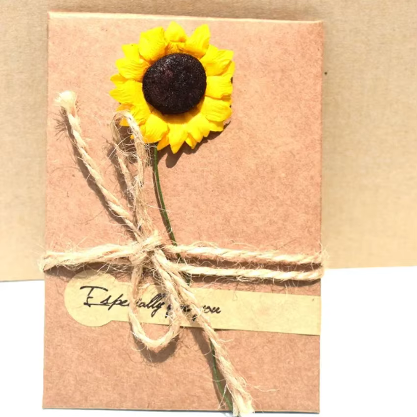Carte de vœux à fleurs séchées en papier Kraft, avec enveloppe de fleurs, spécialement pour vous, ca