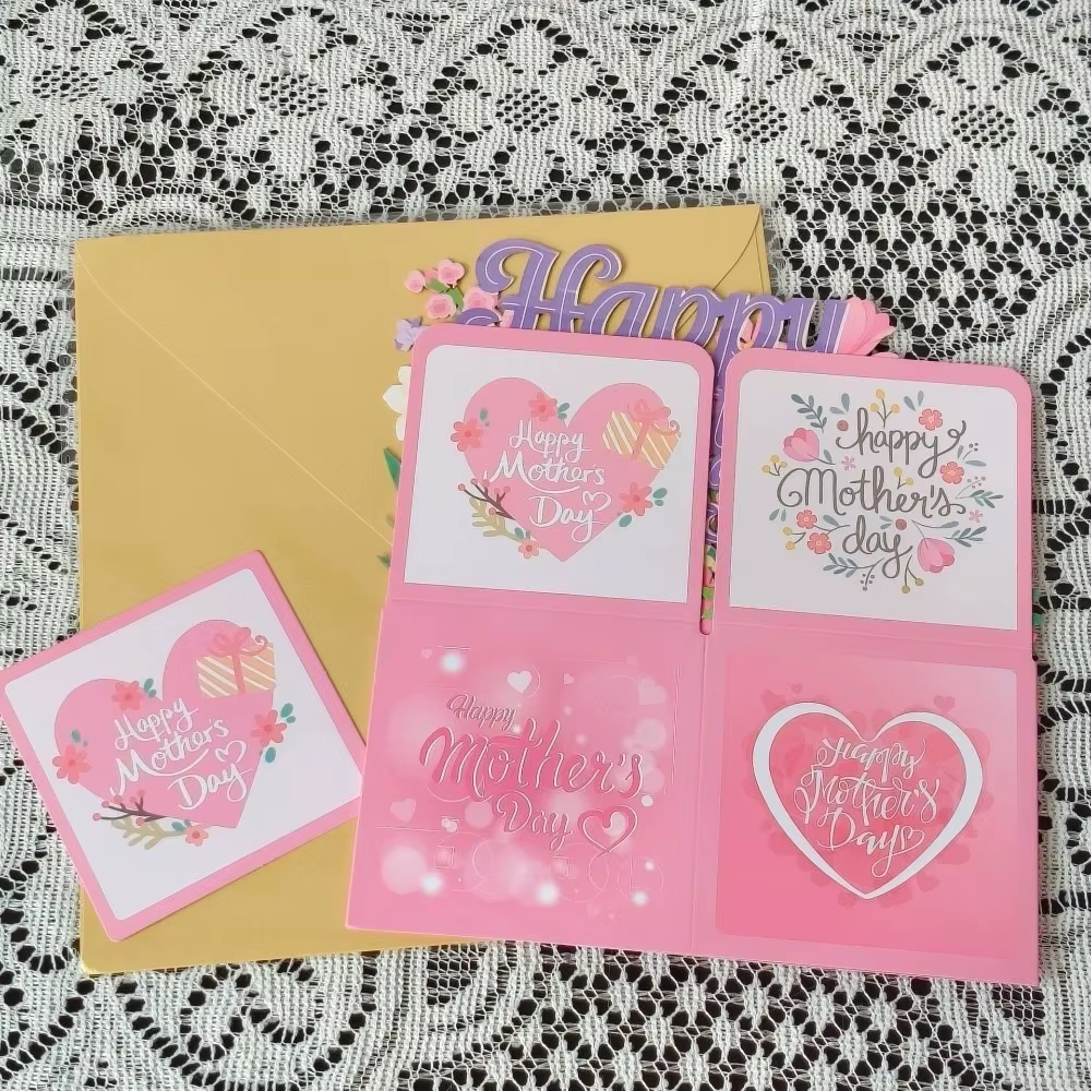 Cartes de Vœux Fête des Mères Bouquet Floral – Cartes de Remerciement et de Bénédiction en Carton po