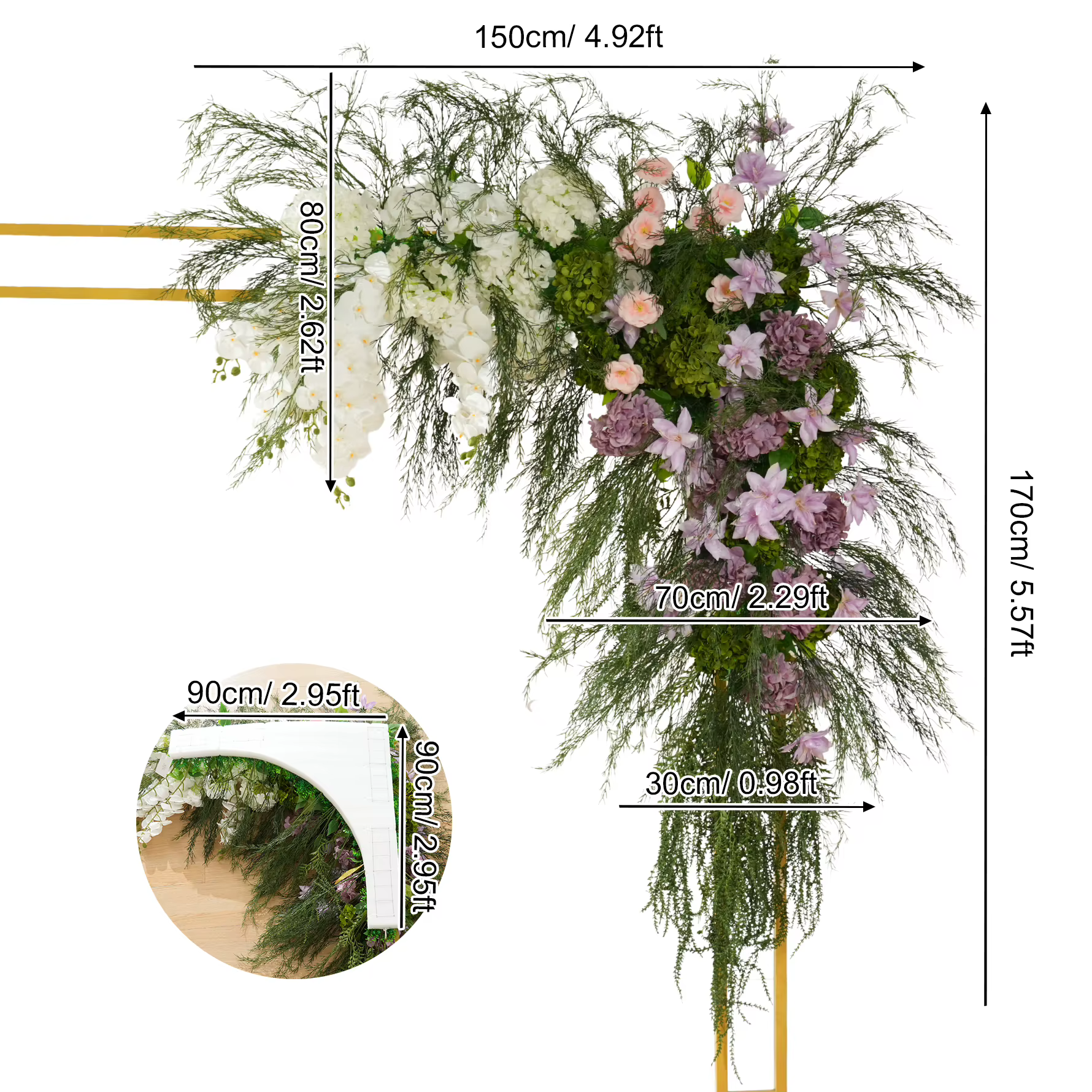Angela fleur A9033 violet blanc hortensia coin Arrangement floral mariage décoration verdure artific