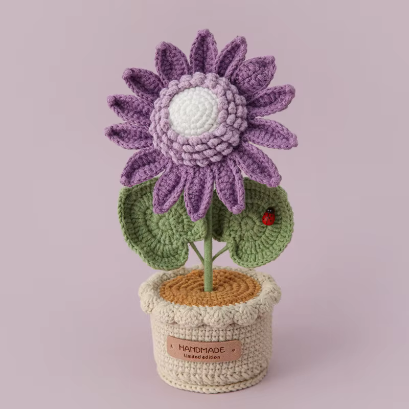 Grand fil de tournesol tissé créatif, plante en pot, ornement de bureau, cadeau de vacances, décorat