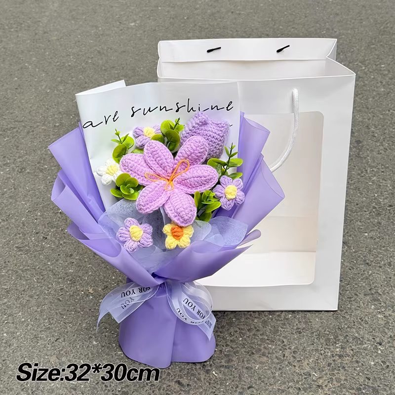 Bouquet de fleurs au crochet, cadeau pour la fête des enseignants, bouquet de fleurs tricoté à la ma