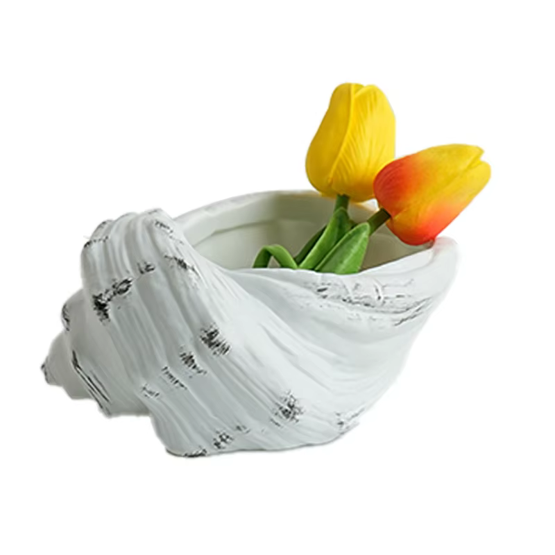 Jardinière succulente en résine artistique, Pot fleur Unique en forme coquillage, jardinière faite à