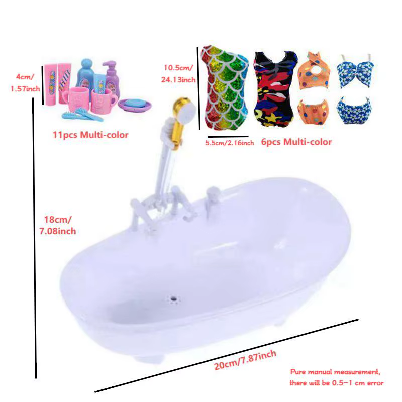 Ensemble de salle de bain pour poupées, meubles miniatures pour maison de poupée, mini baignoire, jo