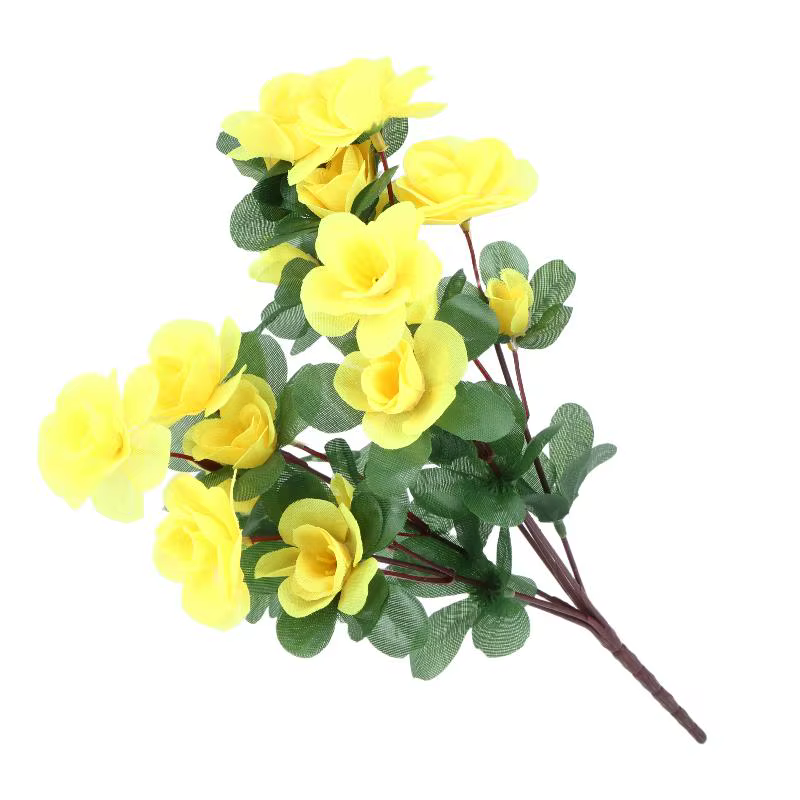 Bouquet de fleurs d'azalées artificielles, fausses fleurs de rhododendron, pour jardin extérieur, or
