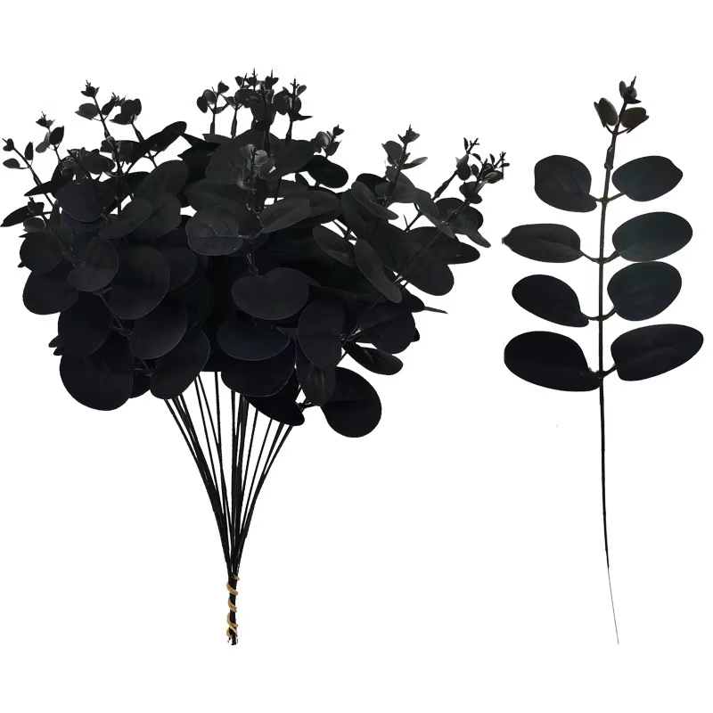 Tiges de feuilles d'eucalyptus, plantes artificielles vertes pour décoration de salon, Vases de mari
