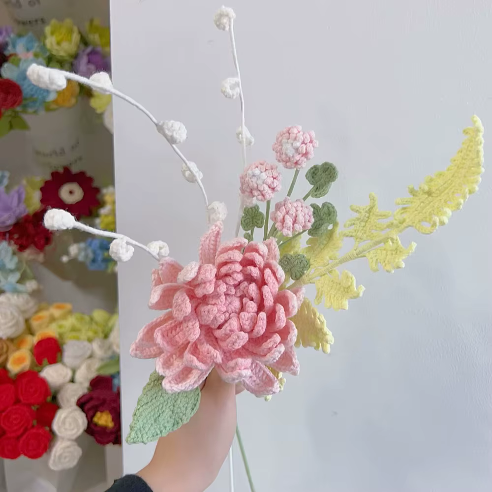 Fleurs au Crochet faites à la main, fleurs de princesse Protea roses de luxe, décoration de mariage 