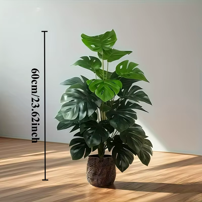Palmier Monstera artificiel réaliste en plastique vert pour la maison, le bureau, les mariages, Noël