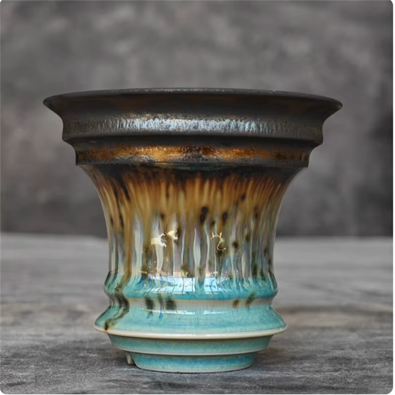 Pot en porcelaine émaillée coloré pour plantes grimpantes, Agaves Pachypodium, petits vases à fleurs