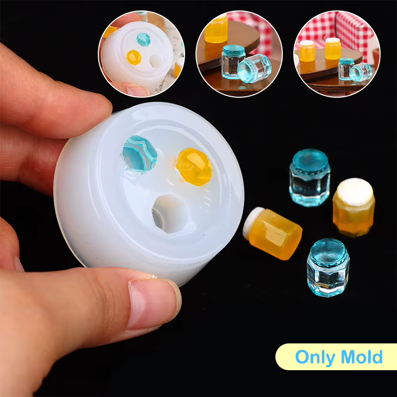 Mini moule en silicone DIY pour maison de poupée 1:12, pour canettes de boisson, pots de miel, boute