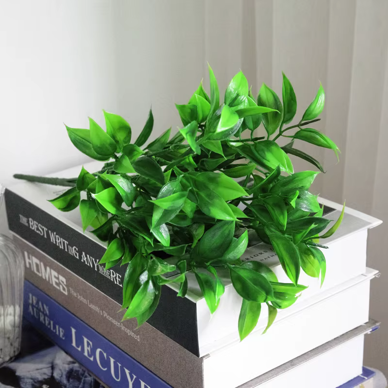 Plantes artificielles vertes à 7 Branches, plantes à eau, feuilles d'eucalyptus Orange, décoration d