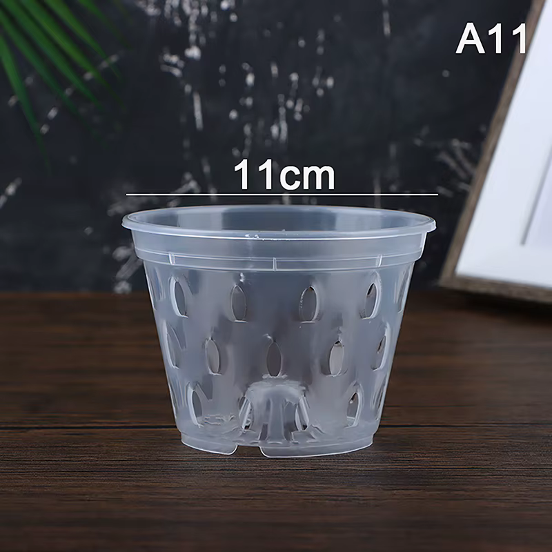 Pot d'orchidée en plastique transparent, jardinière respirante avec trous de drainage, panier de fle