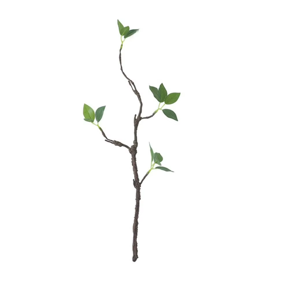 Branches artificielles en plastique, feuilles vertes de simulation non-décolorantes, plantes réalist