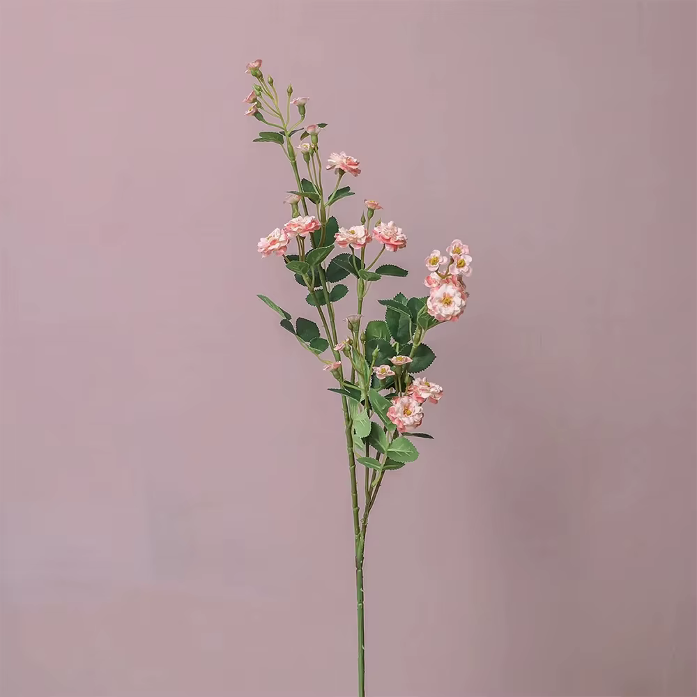 Longue branche petite rose simulation fleur fleur en soie fleur décorative ornements de fleurs maria