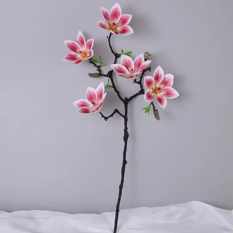 Fleurs Artificielles Magnolia en PU pour Décoration de Maison, Bouquet de Patients pour Événement de