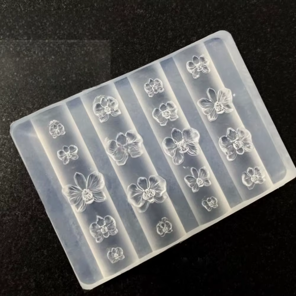 Modèle de sculpture pour nail art en silicone, motif floral, réutilisable, moule 3D Phalaenopsis, de