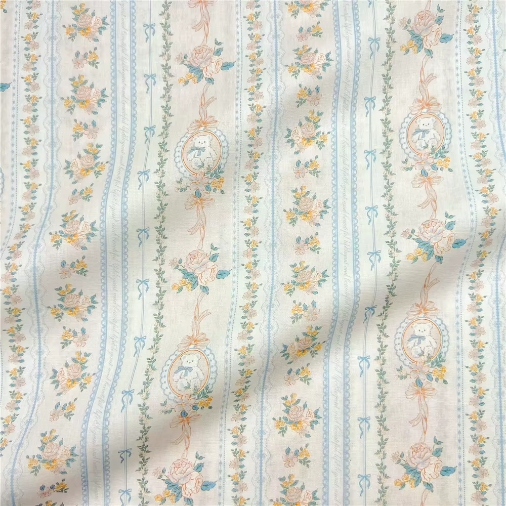 Ours fleur mur frais Branches florales imprimer 100% coton popeline tissu bricolage à la main coutur