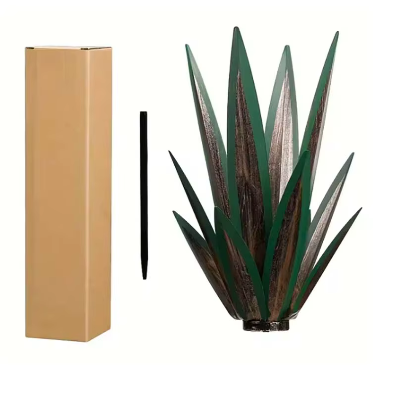 Sculpture de paysage de tequila artificielle d'agave en métal, plante d'agave en métal bricolage, dé