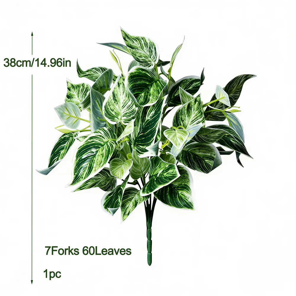 Bouquet de plantes artificielles Scindapsus de 38 cm, fausses feuilles d'eucalyptus, fausses feuille