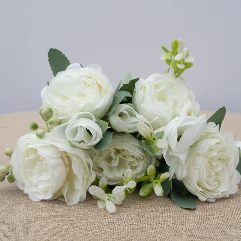 Bouquet de Roses Artificielles, 5 Têtes de Fleurs, pour Mariage, Décoration de la Mariée, de la Mais