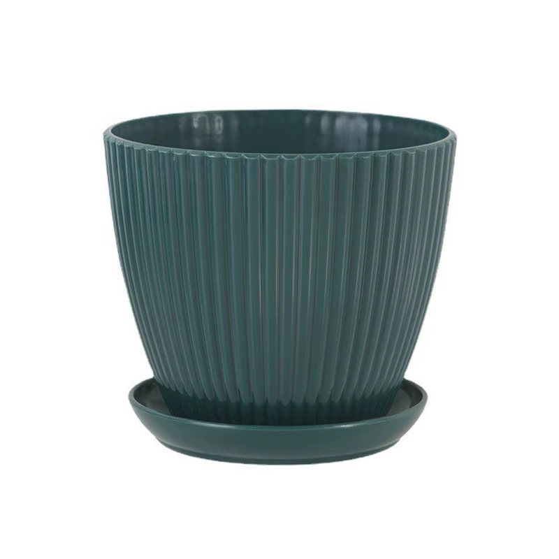 Pots de fleurs ronds en plastique avec plateau, pots à succulentes, pots de fleurs de jardin, pots d