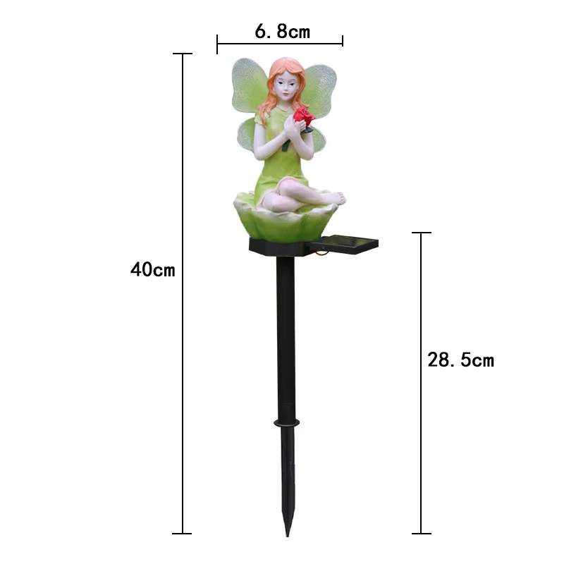 Led solaire alimenté fleur fée lumière résine elfe jardin lampe décorative extérieure étanche lumièr
