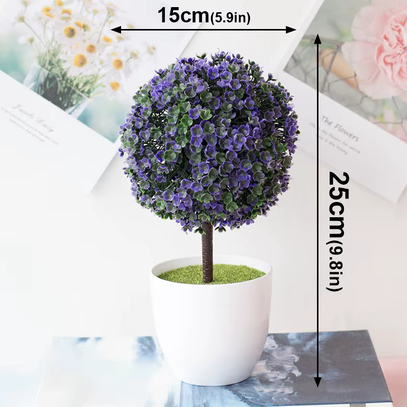 Plantes artificielles en pot, bonsaï vert Sakura, boule de neige, petites plantes d'arbre, fausses f