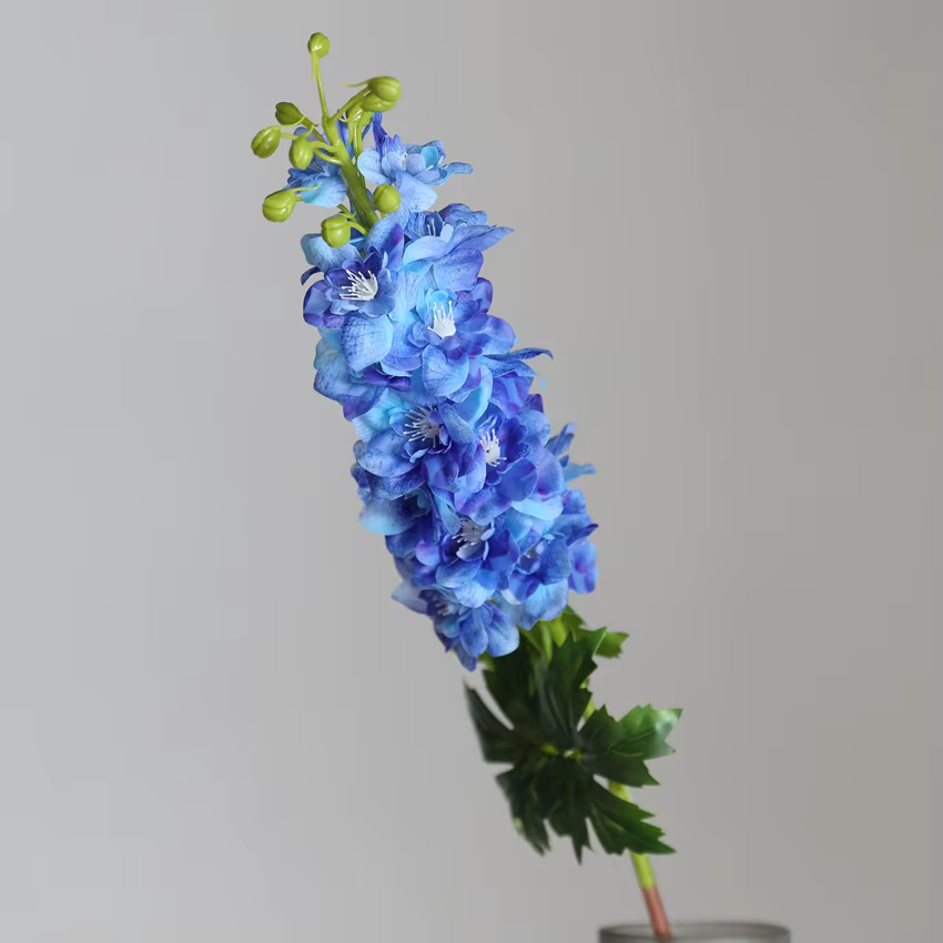 Lot de 4 fleurs artificielles en latex, délinium, pour arrangements floraux de mariage, fleurs au to