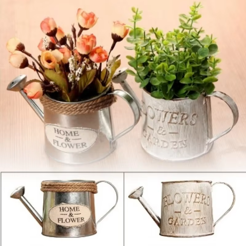 Vase de fleurs créatif en fer rétro, pot de plantes, décor en Pot